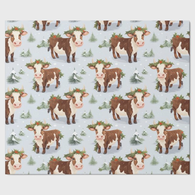 Papel De Regalo Navidades de vaca de granja (Costura)
