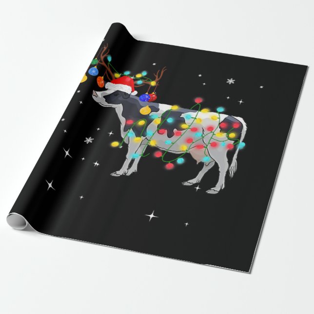 Papel De Regalo navidades de vaca graciosos navidades de renos luc (Desenrollado)