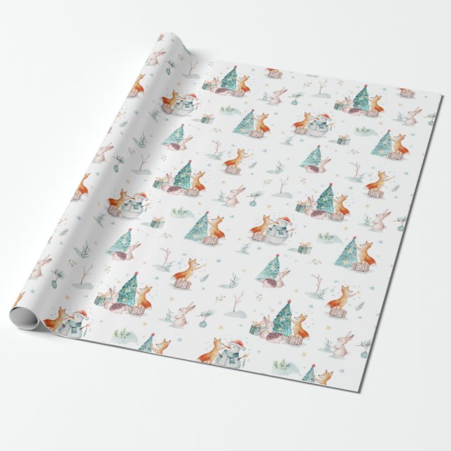 Papel De Regalo Navidades de vacaciones de animales de la selva cu (Desenrollado)