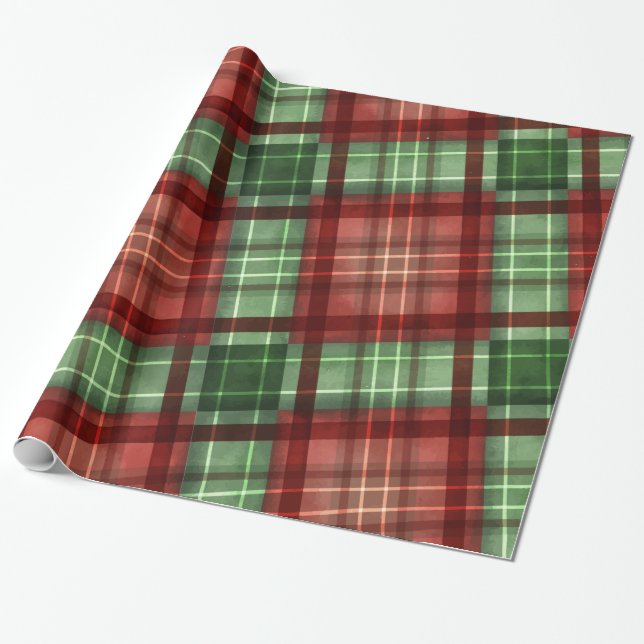 Papel De Regalo Navidades De Vacaciones De Búfalo Rojo Y Verde (Desenrollado)