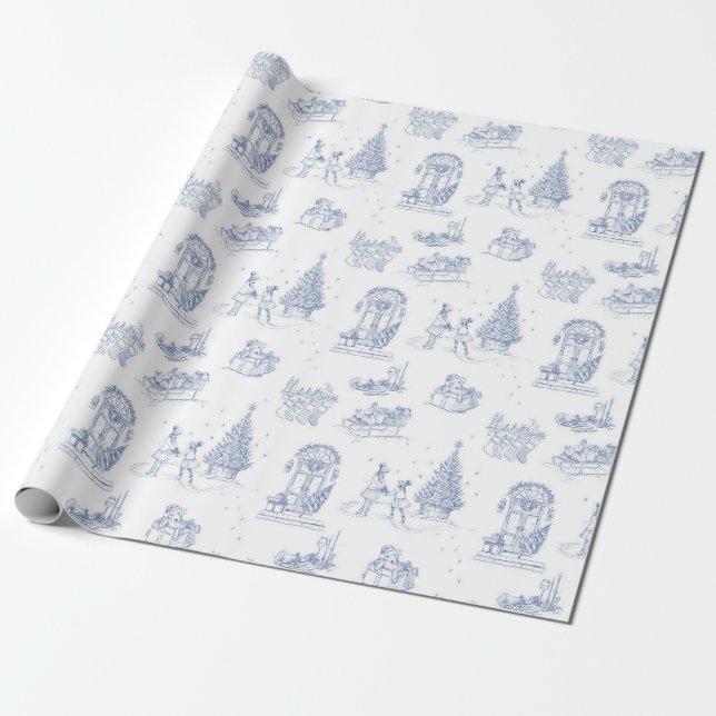 Papel De Regalo Navidades de vacaciones de invierno regalo Blue Wh (Desenrollado)