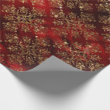 Navidades de vacaciones de oro Sparkle Damask Eleg