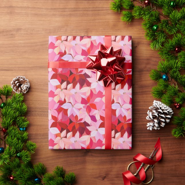 Papel De Regalo Navidades de vacaciones de Poinsettia Rosada Calie (Regalo de vacaciones)