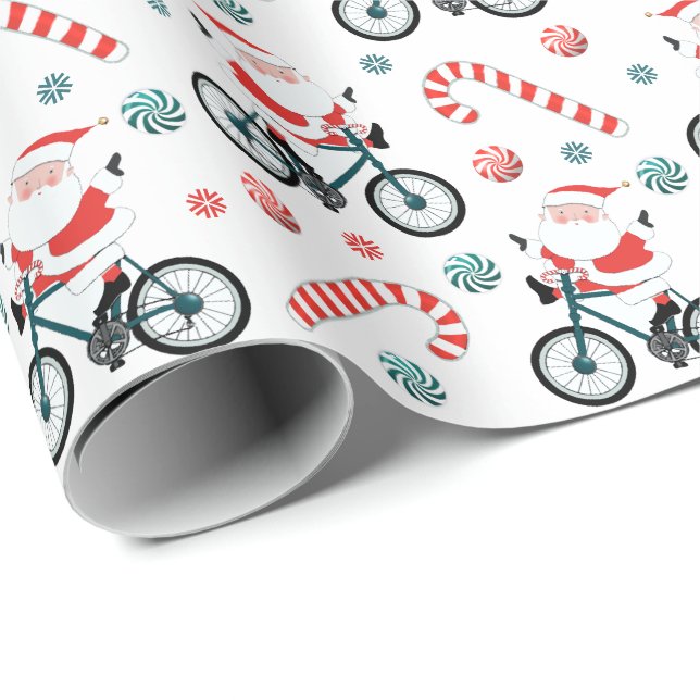 Papel De Regalo Navidades de vacaciones en bicicleta envueltos en  (Esquina del rollo)