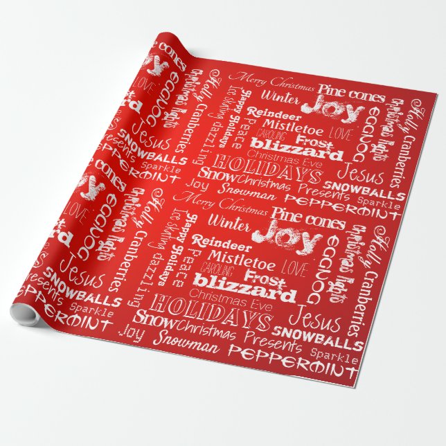Papel De Regalo Navidades de vacaciones palabras de moda espada de (Desenrollado)