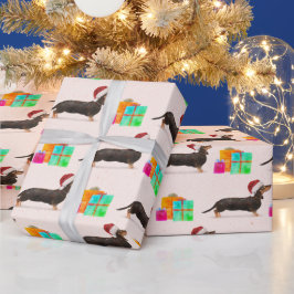 Papel De Regalo Navidades de vacaciones Perro Dachshund Merry Brig