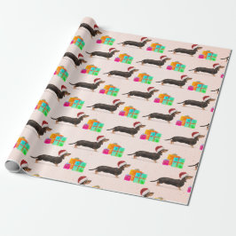 Papel De Regalo Navidades de vacaciones Perro Dachshund Merry Brig