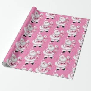 Papel De Regalo Navidades de vacaciones rosados de Santa Claus env