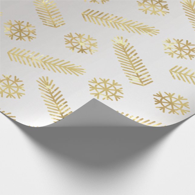 Papel De Regalo Navidades de vacaciones Snowflakes Grey Silver Gol (Esquina)