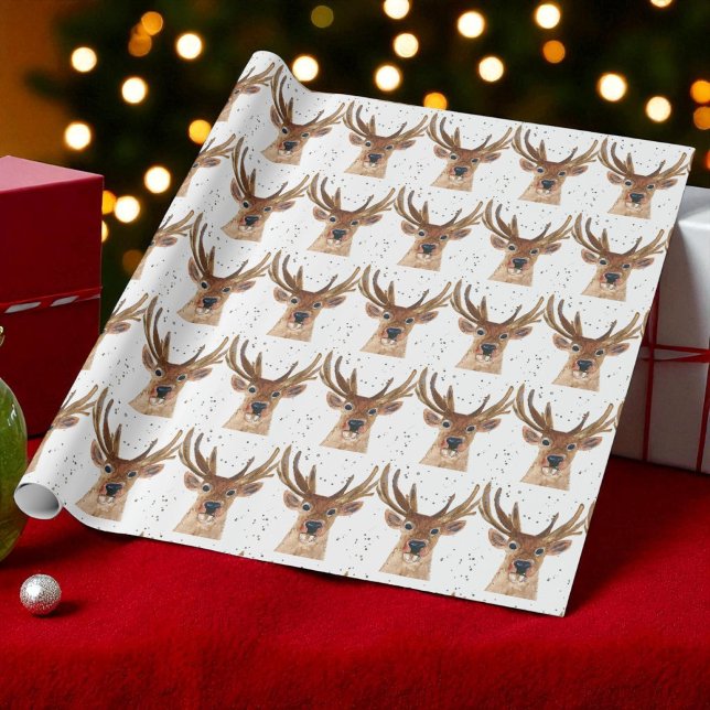 Papel De Regalo Navidades de venado acuarela Patrón Woodland Brown (Subido por el creador)