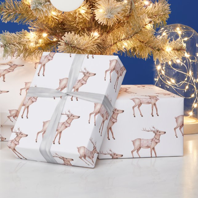 Papel De Regalo Navidades de venado rosado de Rubor (Vacaciones)