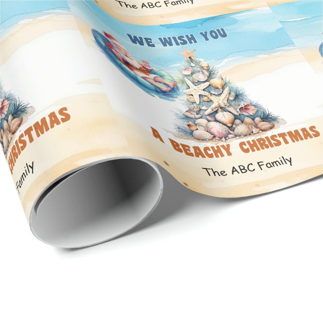 Papel De Regalo Navidades De Verano De Santa Claus En Julio