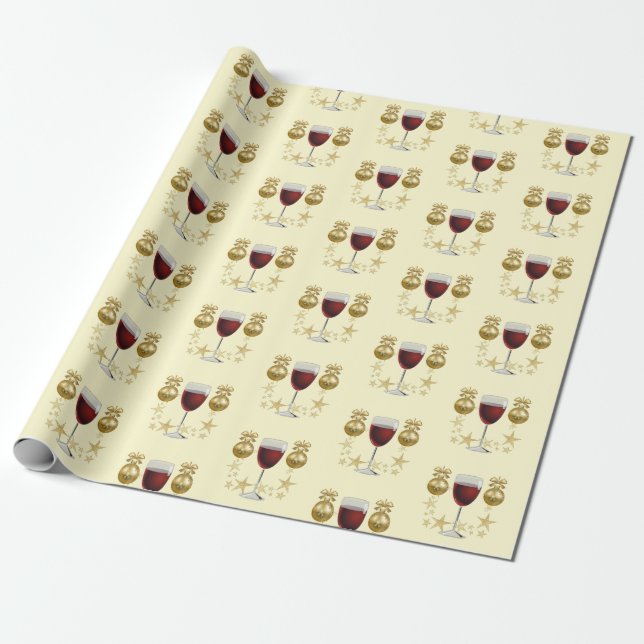 Papel De Regalo Navidades de vino rojo (Desenrollado)