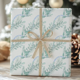 Papel De Regalo Navidades de Watercolor Blue Bow Garland
