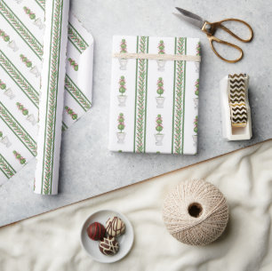 Papel De Regalo Navidades de Watercolor Burgundy Topiary