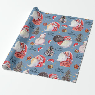 Papel De Regalo Navidades de Watercolor Fun Santa Claus