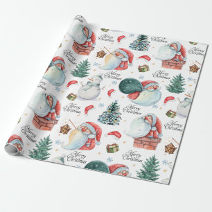 Papel De Regalo Navidades de Watercolor Fun Santa Claus