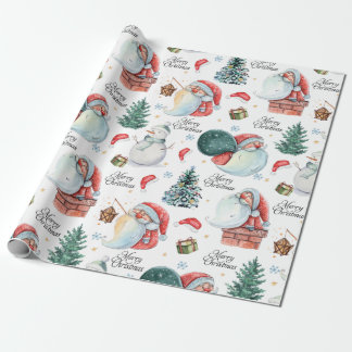 Papel De Regalo Navidades de Watercolor Fun Santa Claus