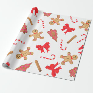 Papel De Regalo Navidades de Watercolor Gingerbread Candy Cane
