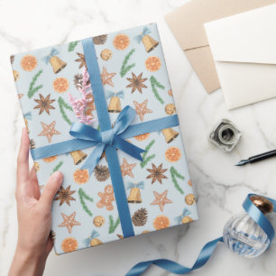 Papel De Regalo Navidades de Watercolor Gingerbread y Bells