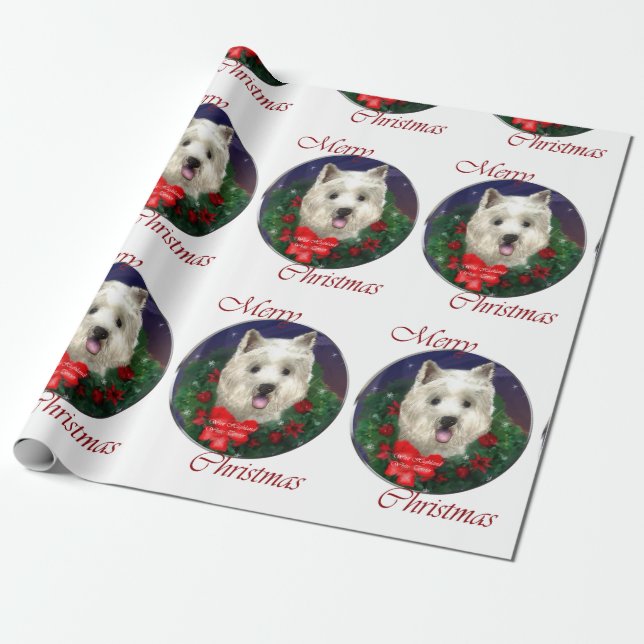 Papel De Regalo Navidades de West Highland White Terrier (Desenrollado)