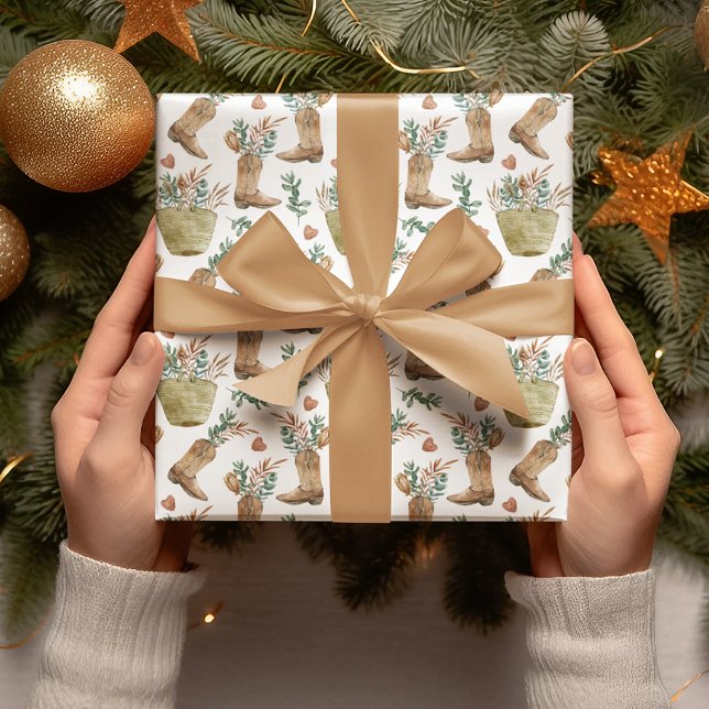 Papel De Regalo Navidades de Western Cowboy Boot Woodland (Subido por el creador)