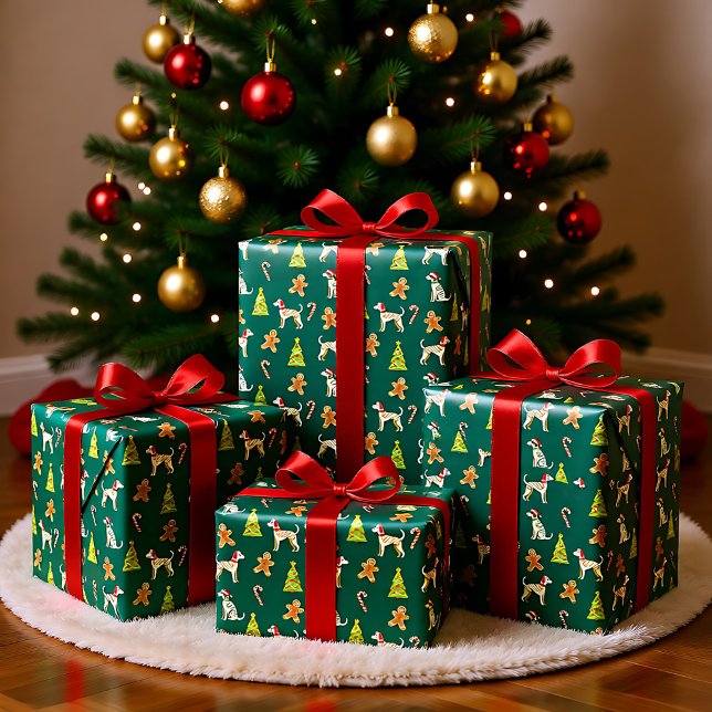 Papel De Regalo Navidades de Whippet festivos (Festive Whippet Christmas Wrapping Paper)