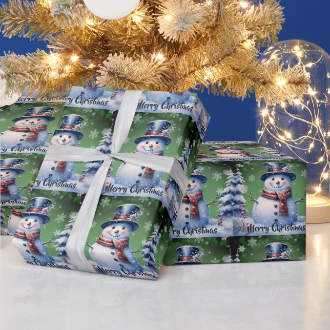 Papel De Regalo Navidades de Winter Forest Snowman | Green (Vacaciones)