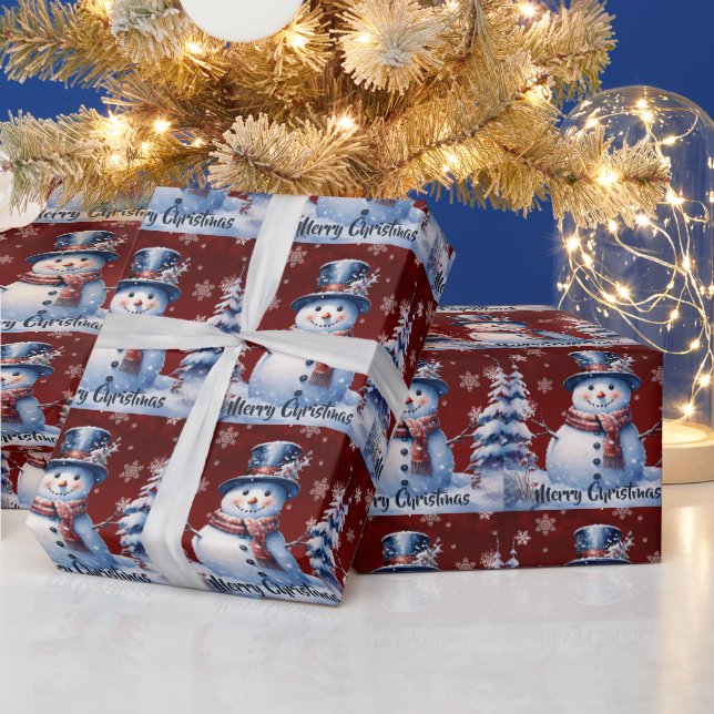 Papel De Regalo Navidades de Winter Forest Snowman | Roja (Vacaciones)