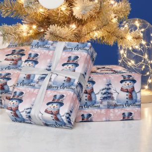 Papel De Regalo Navidades de Winter Forest Snowman   Rosa