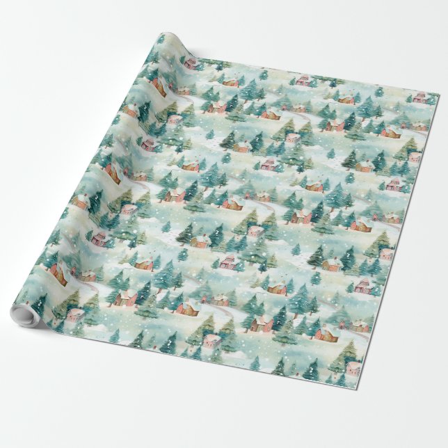 Papel De Regalo Navidades de Winter Village (Desenrollado)