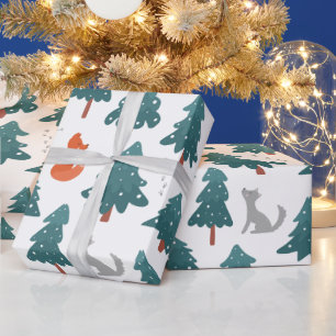 Papel De Regalo Navidades de Woodland - Árboles, oso y Fox
