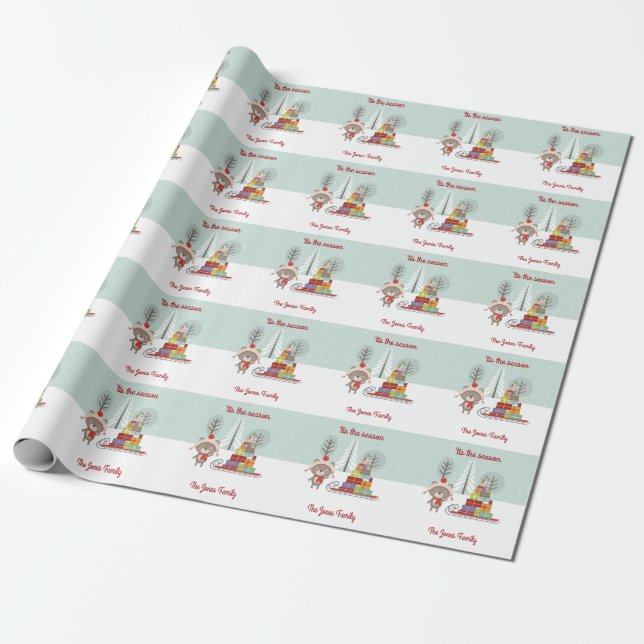 Papel De Regalo Navidades de Woodland Bear (Desenrollado)