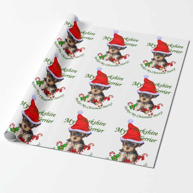 Papel De Regalo Navidades de Yorkshire Terrier (Desenrollado)
