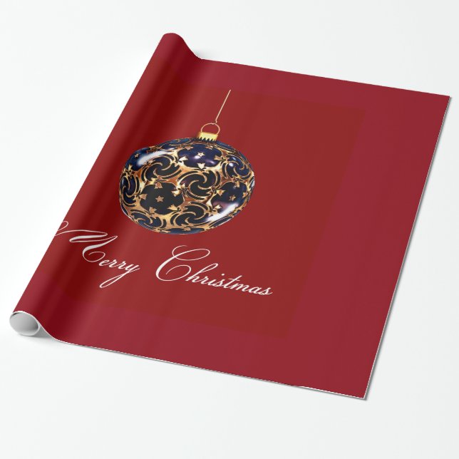 Papel De Regalo Navidades decorativos pelotean elegante en rojo (Desenrollado)