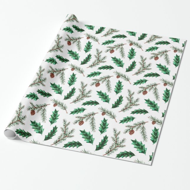 Papel De Regalo Navidades decorativos Pine Needle (Desenrollado)