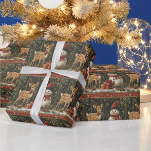Papel De Regalo Navidades Deer Snowman Snowy Forest Gifts
