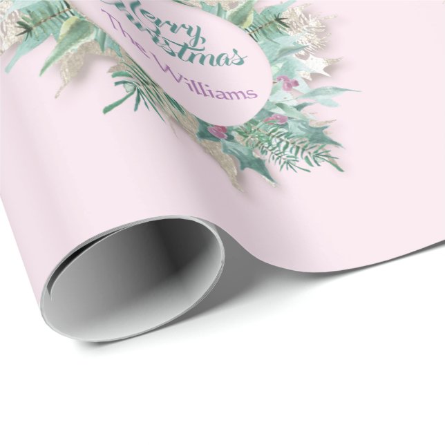 Papel De Regalo Navidades del Belly de los merry Vacaciones Púrpur (Esquina del rollo)