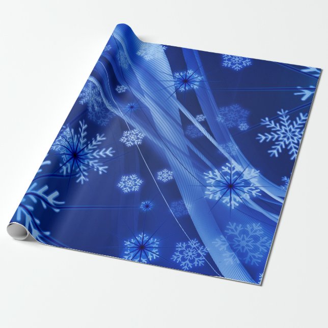 Papel De Regalo Navidades del Blue Winter Snowflakes (Desenrollado)