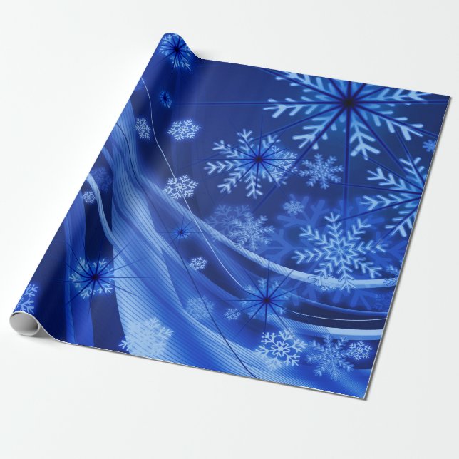Papel De Regalo Navidades del Blue Winter Snowflakes (Desenrollado)