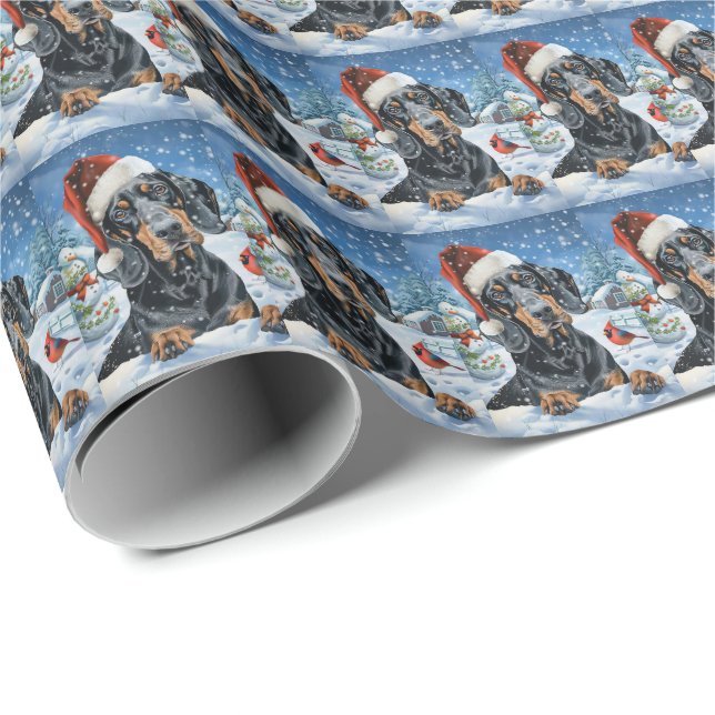 Papel De Regalo Navidades del Bluetick Coonhound Dog Winter Wonder (Esquina del rollo)