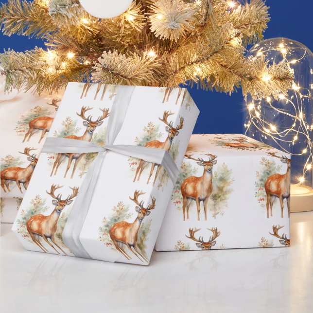 Papel De Regalo Navidades del bosque Whitetail Buck (Vacaciones)