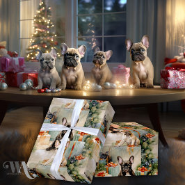 Papel De Regalo Navidades del Bulldog francés Cachorro de Maravill