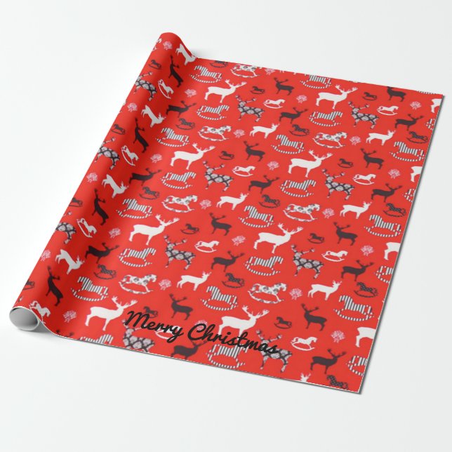 Papel De Regalo Navidades del CABALLO DE REINDEER DEER (Desenrollado)