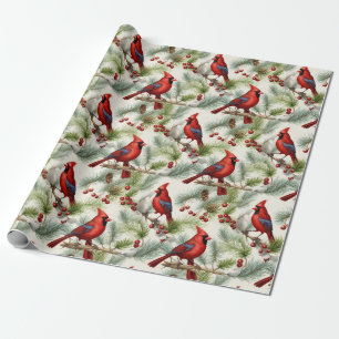 Papel De Regalo Navidades del cardenal sagrado Berry Pinecone