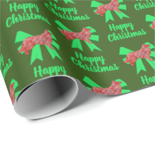 Papel De Regalo Navidades del Collie Fronterizo Perro y Verde Vest