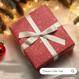 Papel De Regalo NAVIDADES del copo de nieve WP06 Red Modern Elegan