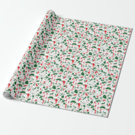Papel De Regalo Navidades del Día Verde Rojo Terrazzo