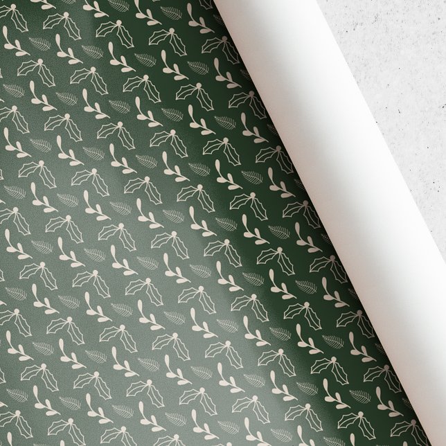 Papel De Regalo Navidades del follaje de Berry Holly Green Forest (Subido por el creador)
