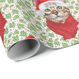Papel De Regalo Navidades del Gato Abysiniano Ho Ho Santa Hat Meow